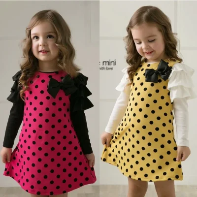 Polka Dot Girls Dresses Long Sleeve