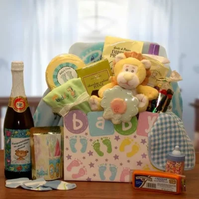 New Baby Celebration Gift Box - Yellow - baby bath set - neutral baby gifts - new baby gift basket - baby gift baskets - baby shower gifts